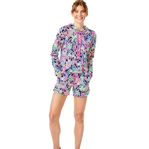 Lilly Pulitzer Pryce Cropped Hoodie Oyster Bay Navy Seen And Herd